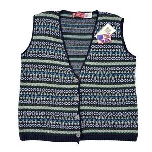 Vintage‎ Binghamton Knitting Co Sweater Vest Womens Size XL Cottagecore USA NEW